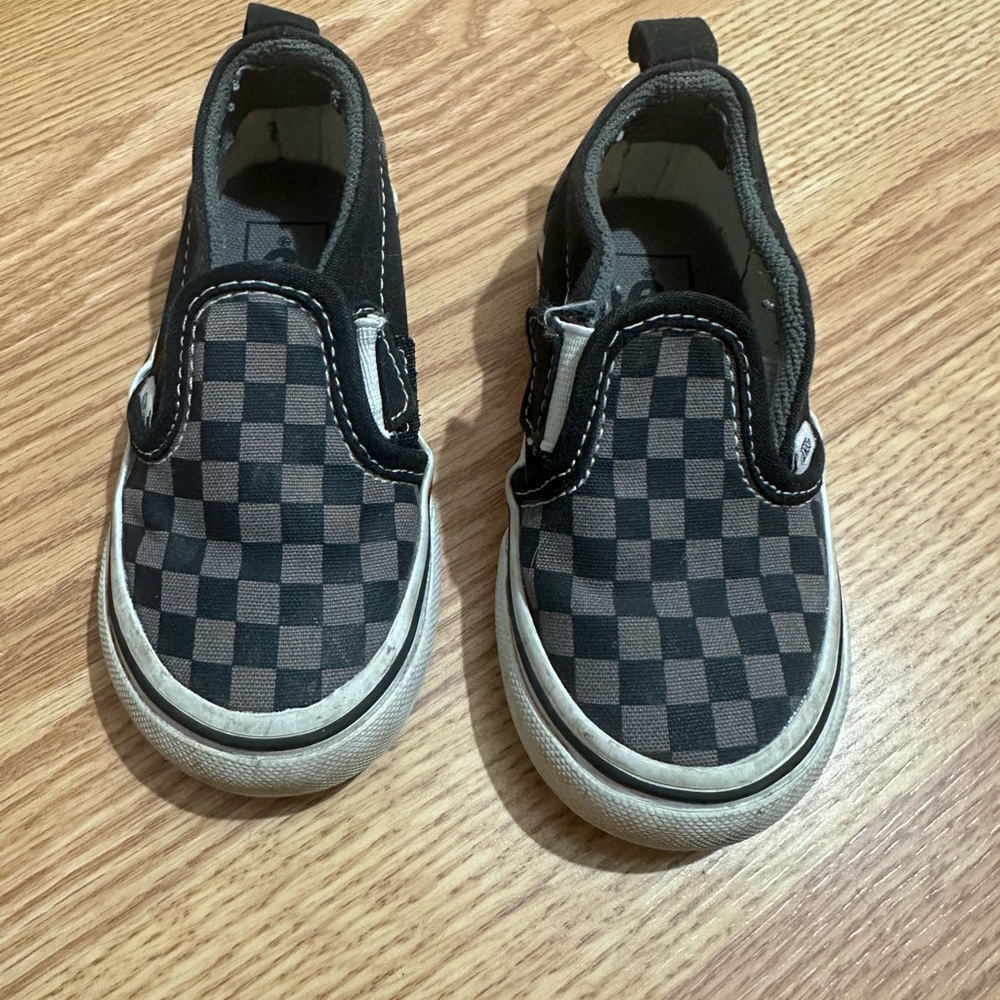 Vans Kids Black Checkered Slip-On Sneakers